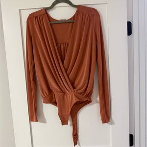 Free People Terracotta Long Sleeve Bodysuit